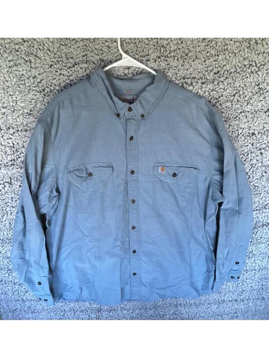 Carhartt Other - Carhartt Relaxed Fit Button Front Work Shirt Men’s 2XL Light Blue
